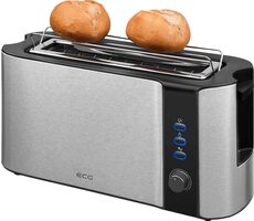 ECG ST 10630 Edelstahlsilber / Toaster / 1000 W / 2 Toasts / 6 Röstgrade / Toasten 