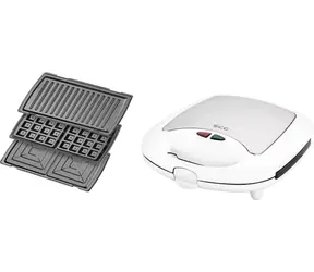 ECG S 399 3in1 weiß / Sandwichmaker / 700W / 2 Sitze / 3 Plattenarten / Antihaft-Oberfläche 