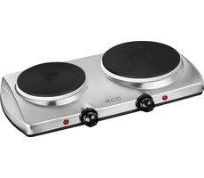 ECG EV 2512 Edelstahlgrau / Zweiplatten-Elektroherd / 2500 W / 185 mm 1500 W + 155 mm 1000 W 