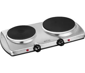 ECG EV 2512 Edelstahlgrau / Zweiplatten-Elektroherd / 2500 W / 185 mm 1500 W + 155 mm 1000 W 