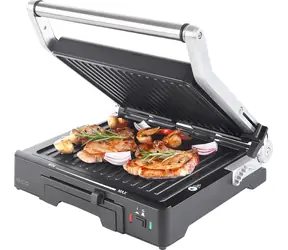 ECG KG 300 Deluxe silber / Elektrogrill / 2000 W / Grillfläche 260 x 290 mm / Antihaft-Oberfläche 