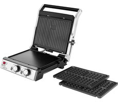 ECG KG 2033 Duo Grill & Waffle / Elektrogrill / 2000 W / 290 x 230 mm / 2 Thermostate / 3 Kochplatten 