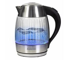Salente StripeGlass silberblaue Hintergrundbeleuchtung / Wasserkocher / 2200 W / 1,8 l / Edelstahl/Glas 