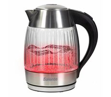 Salente StripeGlass silberrote Hintergrundbeleuchtung / Wasserkocher / 2200 W / 1,8 l / Edelstahl/Glas 