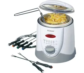 Bomann FFR 1290 weiß / Fondue/Fritteuse 2 in 1 / 840W / 1l / 190°C