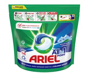 Ariel All in 1 Pods Mountain Spring 44 Kapseln / Gelkapseln zum Waschen weißer und heller Kleidung 