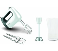 TEFAL HT462138 weiß / Handmixer / 500 W / 5 Geschwindigkeiten / Schneebesen / Knethaken