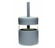 Neon Kactus Kinderglas mit Strohhalm 230 ml blau