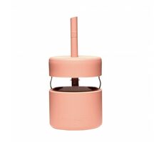 Neon Kactus Kinderglas mit Strohhalm 230 ml rosa