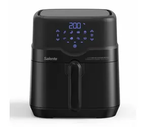 Salente HotAir schwarz / Heißluftfritteuse 2 in 1 / 4,3 l / 80-200°C / 8 Programme