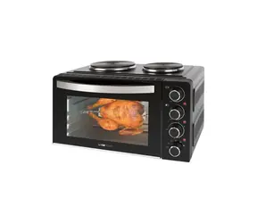 Clatronic KK 3786 schwarz / Minibackofen mit Herd / 3100W / 28L / 2 Platten 