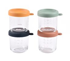Beaba Lebensmittelbecher aus Glas 4X 250 ml Sunrise