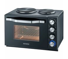 Severin TO 2074 schwarz / Minibackofen mit Herd / 2500W / 30l / 2 Platten