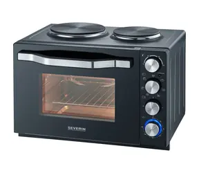 Severin TO 2074 schwarz / Minibackofen mit Herd / 2500W / 30l / 2 Platten