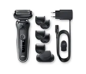 Braun 51-W1500s Wet & Dry weiß-schwarz / Rasierer / wasserfest / 50 Min. Betrieb / Gesichts- und Körpertrimmer 