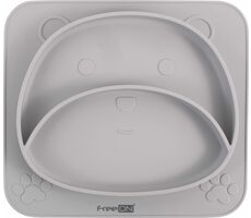 FreeON Silikonteller Teddybär grau 