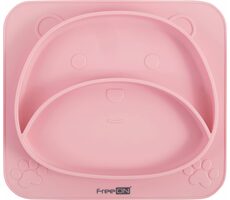 FreeON Silikonteller Teddybär rosa