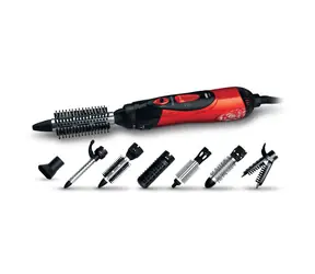 Sencor SHS 7551RD rot / Heißluftwickler / 1000W / 2 Temperaturstufen / 7 austauschbare Aufsätze