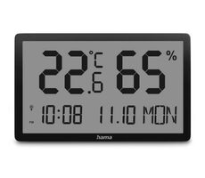 HAMA Lombok Digitales Thermometer & Hygrometer Schwarz / Innenbereich / DCF-Uhr / 2x AA