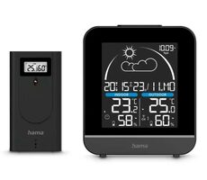 HAMA La Gomera schwarz / digitale Wetterstation / VA-Display / Funksensor / Temperatur / Luftfeuchtigkeit / Barometer