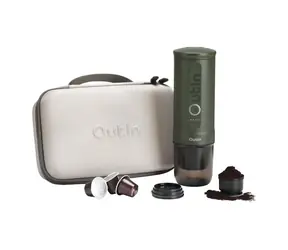 Outin Nano Tragbares Kaffeemaschinen-Set grün / Tragbare Espressomaschine + Schutzhülle / 7500 mAh