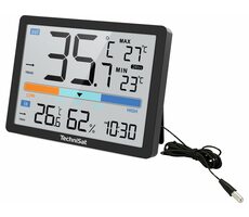 TechniSat IMETEO 110 schwarz / Wetterstation / LCD-Display / Temperatur / Luftfeuchtigkeit / CR2032