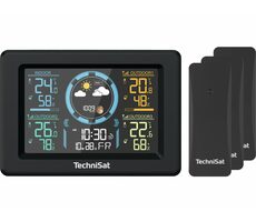 TechniSat iMETEO 700 schwarz / Wetterstation / LCD-Display / Temperatur / Luftfeuchtigkeit / 3x Funksensor