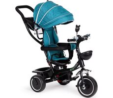 ECOTOYS Dreirad mit Dach und Lenkstange blau-grün