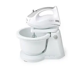 Nedis KAHM110CWT weiß / Handmixer / 200 W / 5 Geschwindigkeiten + Turbo / Schüssel / 2 Knethaken / 2 Schneebesen 