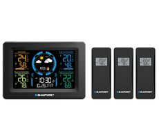 Blaupunkt WS40BK schwarz / Wetterstation / 3x Funk-Temperatursensoren / Luftfeuchtigkeitsmessung / Kalender
