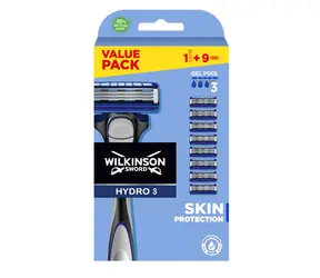 Wilkinson Hydro3 Skin Protection Rasierer + 9 Ersatz-3-Klingen-Köpfe 