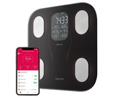 Sencor SBS 9002BK schwarz / Personenwaage / Gehärtetes Glas / LCD / 180 kg / kg & lbs / 4X AAA  