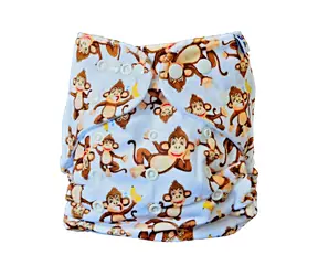 GaGa's Stoffwindel AIO Braun Minky Monkey