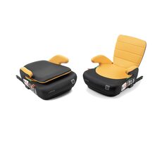 BabyAuto DOKA iFIX 125-150, Sitzerhöhung mit klappbarer Rückenlehne, Schwarz Senf