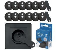 Sipo Steckdosenschutzkappen, 12er Set + 2x Schlüssel, SCHWARZ