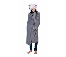 Cozy Noxxiez Cow - warme Decke mit Kapuze mit Tier- und Pfotentaschen / ab 3 Jahren
