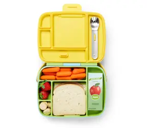 Munchkin Snackbox mit Edelstahlbesteck, grün