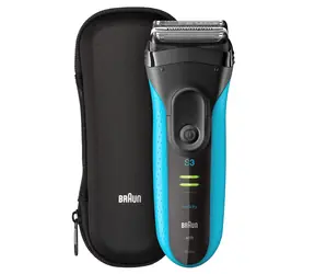 Nagelneuer Braun Series 3 3045s blauer Folienrasierer mit 45 Minuten Betriebszeit, wasserdicht und inklusive Reiseetui.
