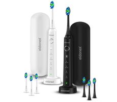 Eldonex SonicPro DuoPack schwarz & weiß / Elektrische Zahnbürste / 40.000 Schwingungen / 5 Modi / 8 Bürstenköpfe