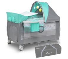 Lionelo Reisebett Sven PLUS Türkisgrau