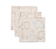 Jollein Musselin-Servietten, 3 Stück, 31 x 31 cm, Elefantengeschichten