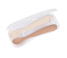 Beaba First Silikonlöffel, 2 Stück mit Etui, Tonpraline