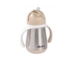 Beaba Thermosbecher mit Strohhalm, Edelstahl, 250 ml, Farbe: Clay Earth