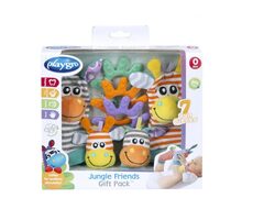 Playgro - Dschungelfreunde-Rasselsocken- und Armband-Geschenkset / ab 0 Jahren