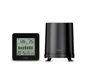 HAMA Mykonos schwarz / Wetterstation / drahtloser Regenmesser / Außensensor / Batterie