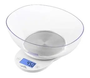 ETA ETA577090000 weiße Küchenwaage mit 2,6-l-Behälter / max. Tragkraft 5 kg / Genauigkeit 1 g / LCD-Display / 3 x AAA-Batterien