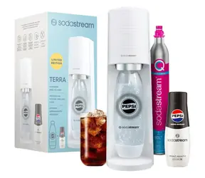 SodaStream Terra White Pepsi Zero Mpack / Wassersprudler / BPA-frei / 1 Flasche (1 l) / 1 CO-Gasflasche / 1 Sirup
