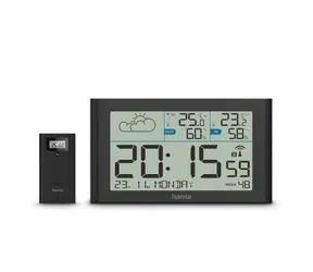 HAMA Sylt schwarz / Wetterstation / Funksensor / DCF-Uhr / Temperatur / Luftfeuchtigkeit / Wetter / Batterie 