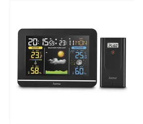 HAMA Usedom schwarz / Wetterstation / Funksensor / VA-Farbdisplay / Netzteil / Batterie