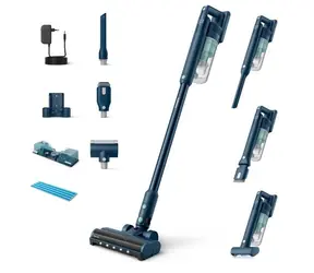 Philips Aqua 5000 XC5141/01 blau / Akku-Stielstaubsauger / 0,27 l / 60 min / Li- ION / <84 dB / 25,2 V